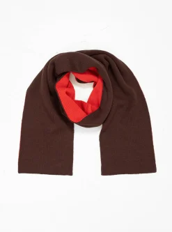 Reversible Chunky Muffler Scarf Brown & Red<ROTOTO Fashion