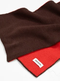 Reversible Chunky Muffler Scarf Brown & Red<ROTOTO Fashion