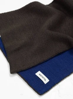 Reversible Chunky Muffler Scarf Charcoal & Blue<ROTOTO Sale