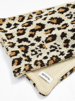 Reversible Chunky Muffler Scarf Ivory & Brown Leopard<ROTOTO Outlet