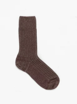 Rib Overankle Socks Teak Brown/Angle Burgundy<Baserange New