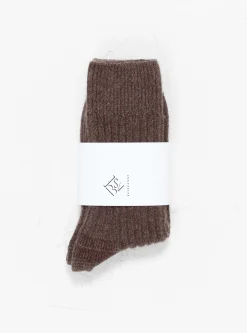 Rib Overankle Socks Teak Brown/Angle Burgundy<Baserange New