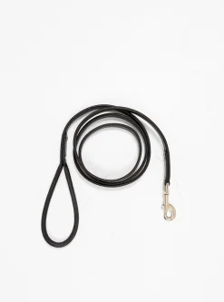 Rolled Leather Dog Leash Black & Silver<Tory Leather Best