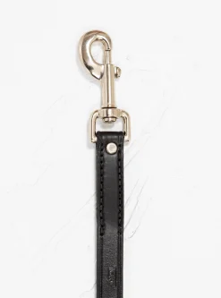 Rolled Leather Dog Leash Black & Silver<Tory Leather Best
