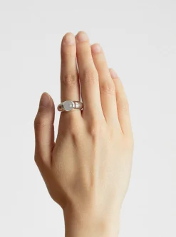 Rolling Stone Frost Quartz Silver Ring<Annika Inez Fashion