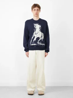 Running Horse Knit Sweater Navy<One of These Days Hot