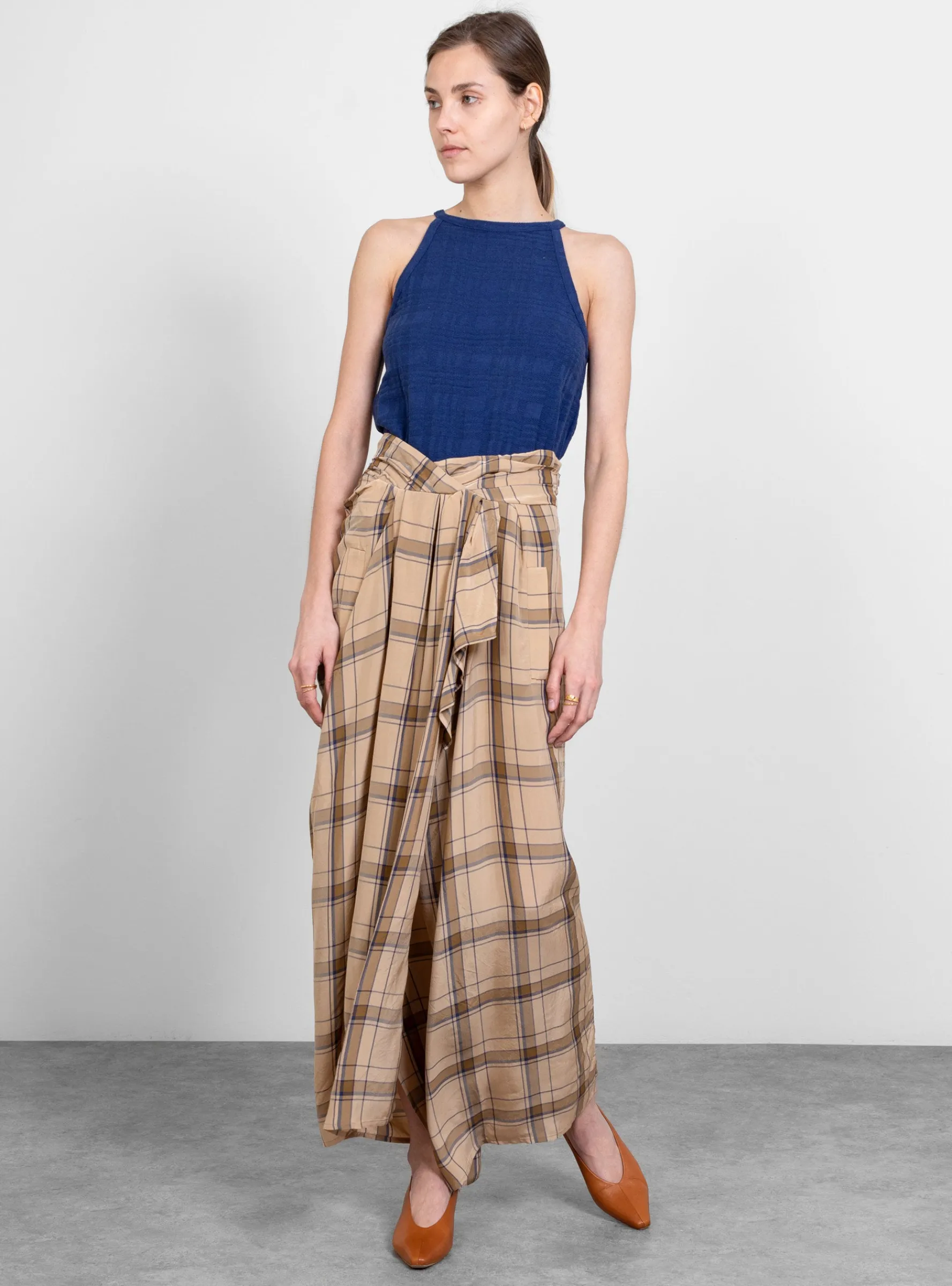 Safra Skirt Beige Checks<Christian Wijnants New