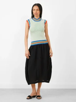 Scuba Knit Top Green and Beige Grid<Henrik Vibskov Online