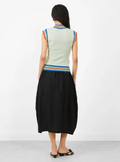 Scuba Knit Top Green and Beige Grid<Henrik Vibskov Online