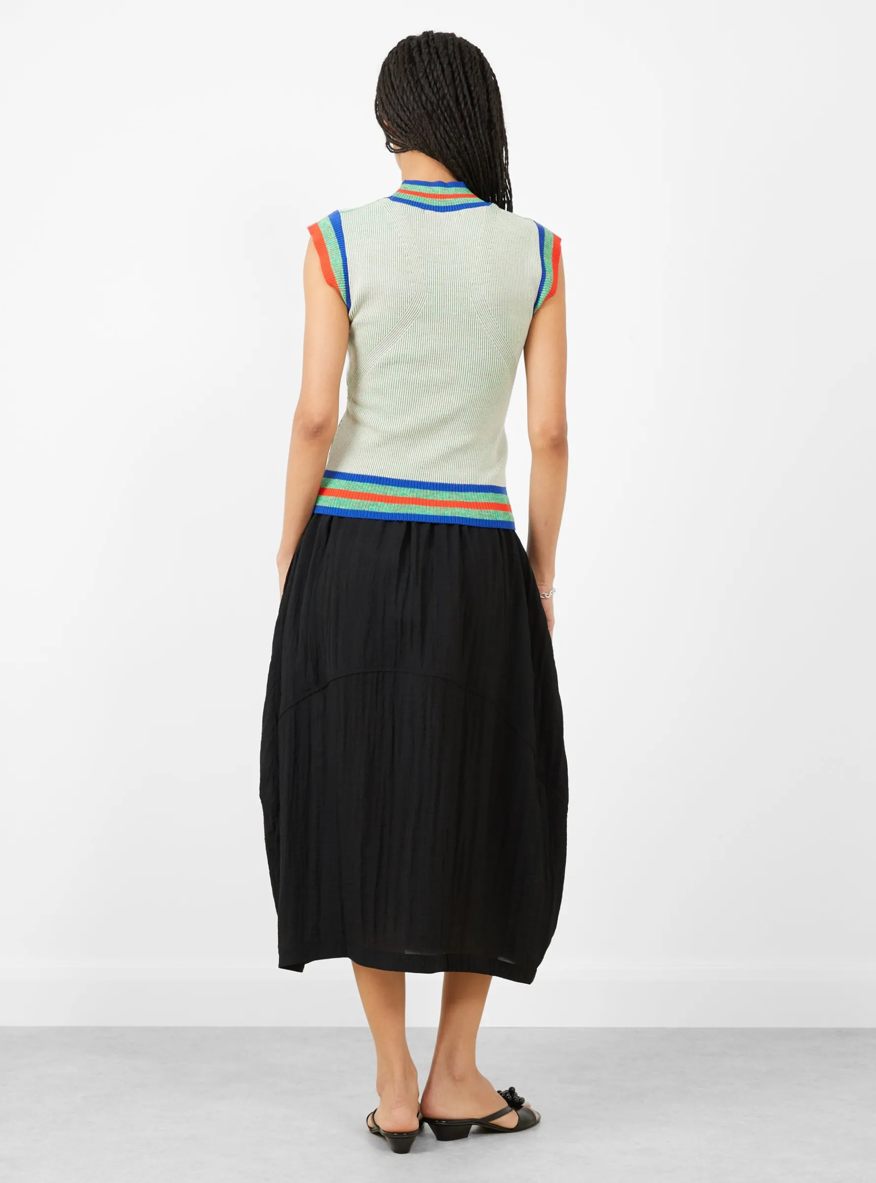 Scuba Knit Top Green and Beige Grid<Henrik Vibskov Online
