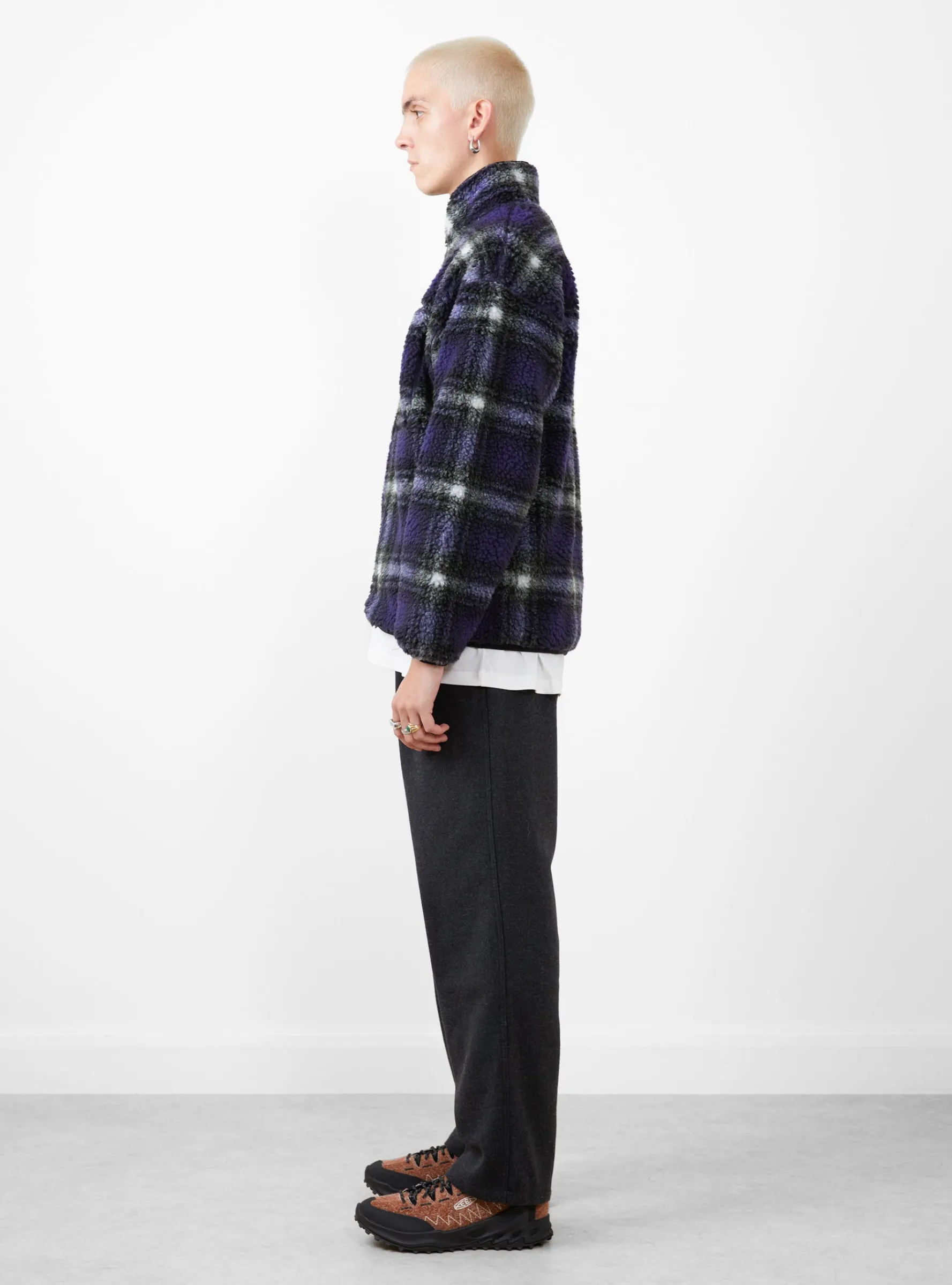 Shadow Plaid Sherpa Jacket Purple<Gramicci Clearance