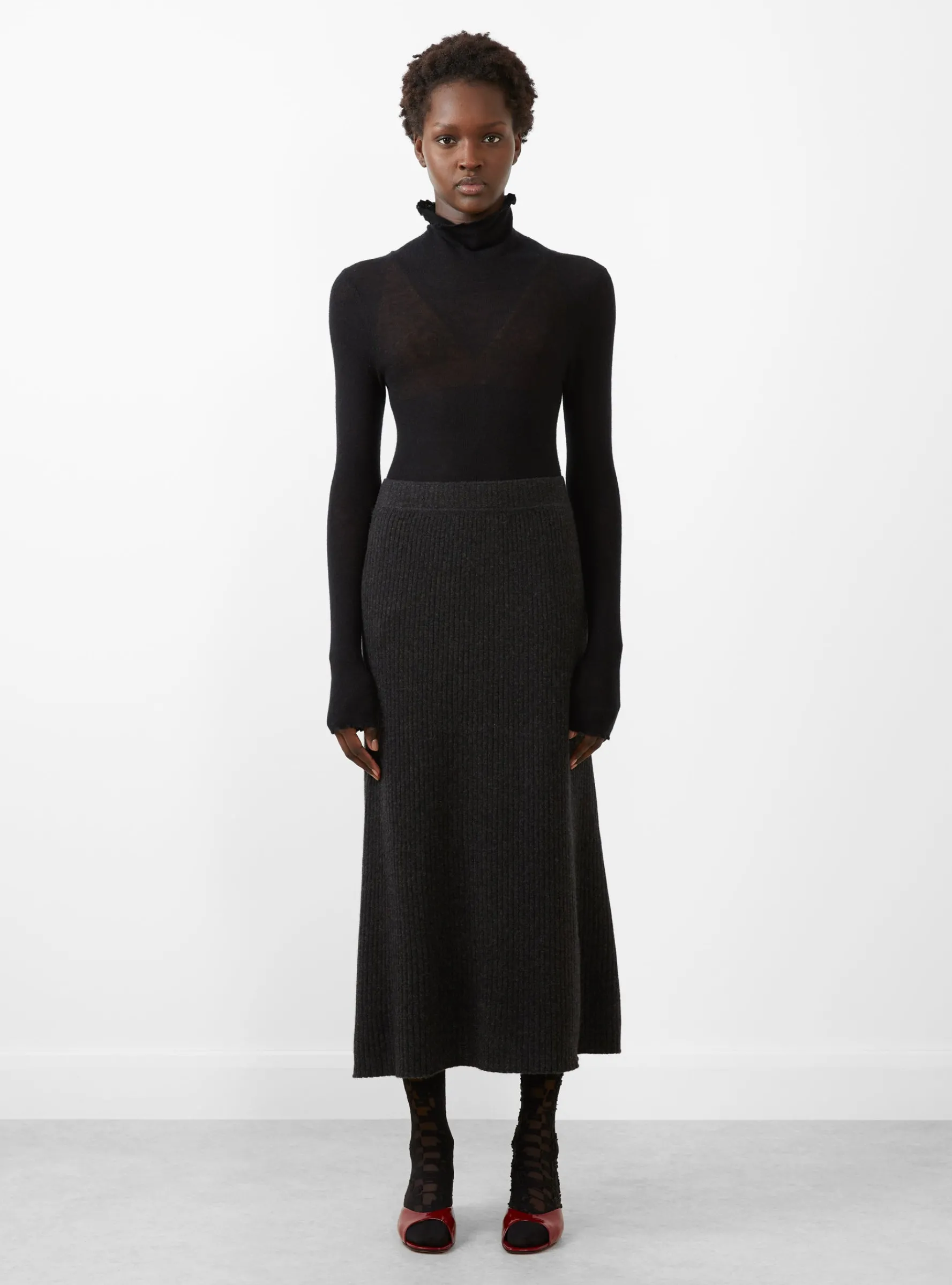 Sheer Gauze Turtleneck Black<Modern Weaving New