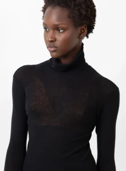 Sheer Gauze Turtleneck Black<Modern Weaving New