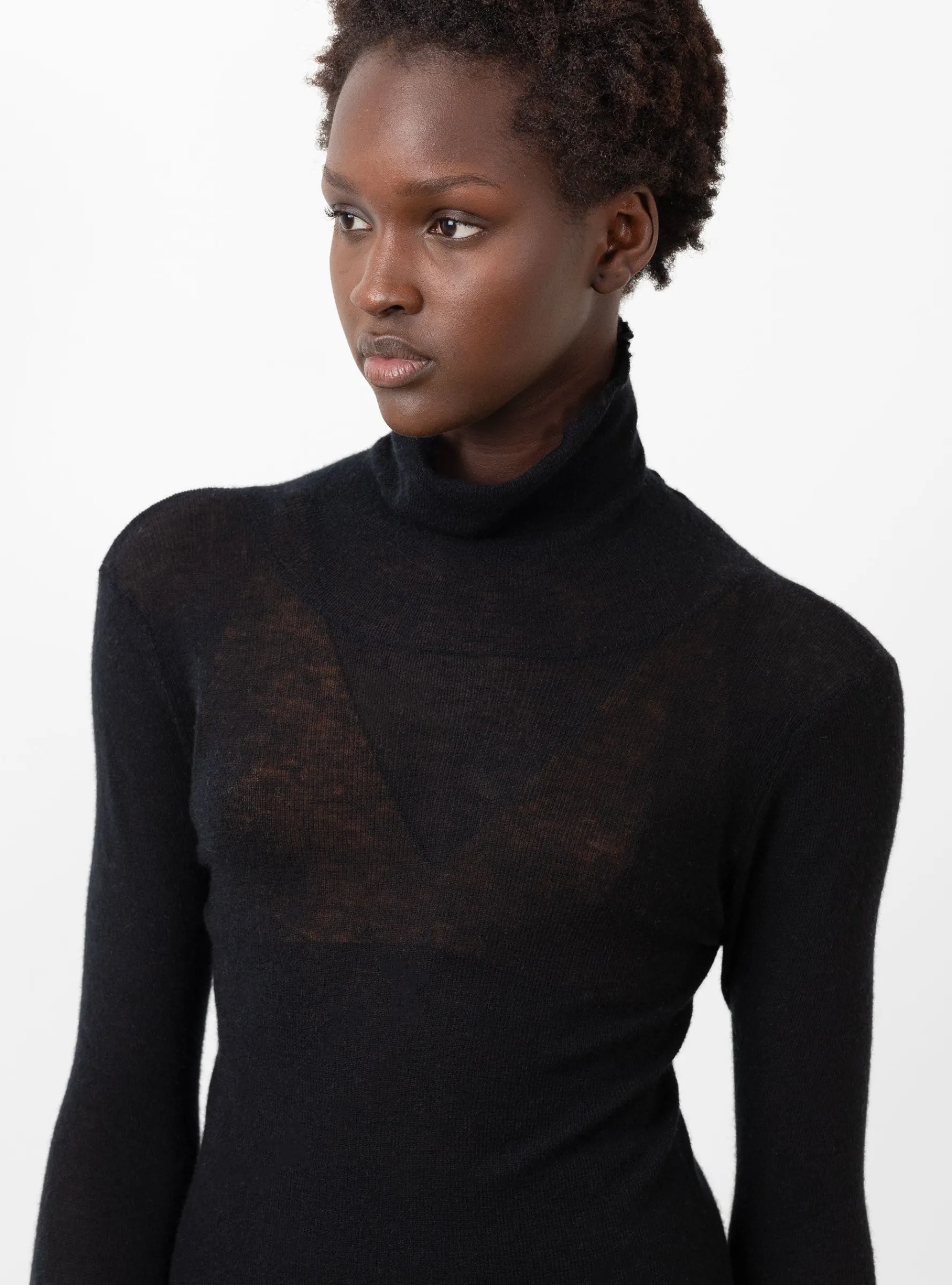 Sheer Gauze Turtleneck Black<Modern Weaving New