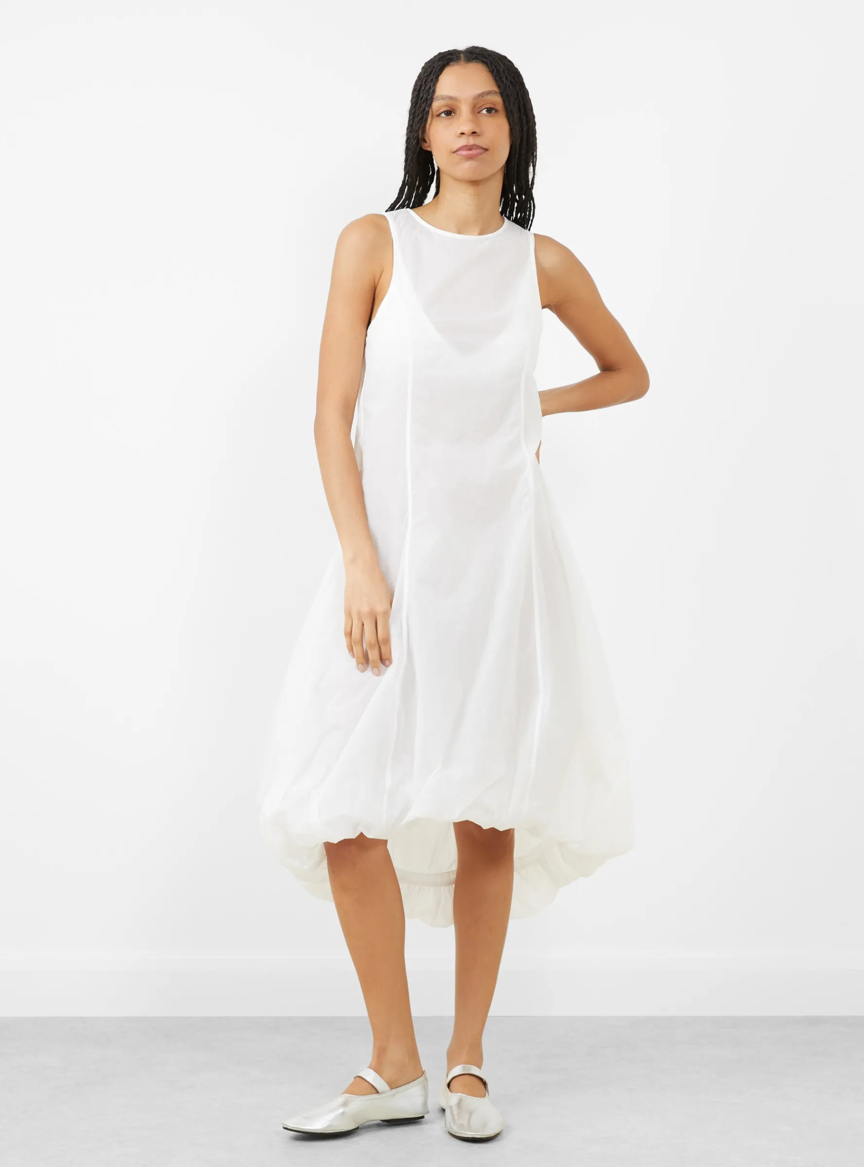 Sheer Volume Dress, White<AMOMENTO Discount