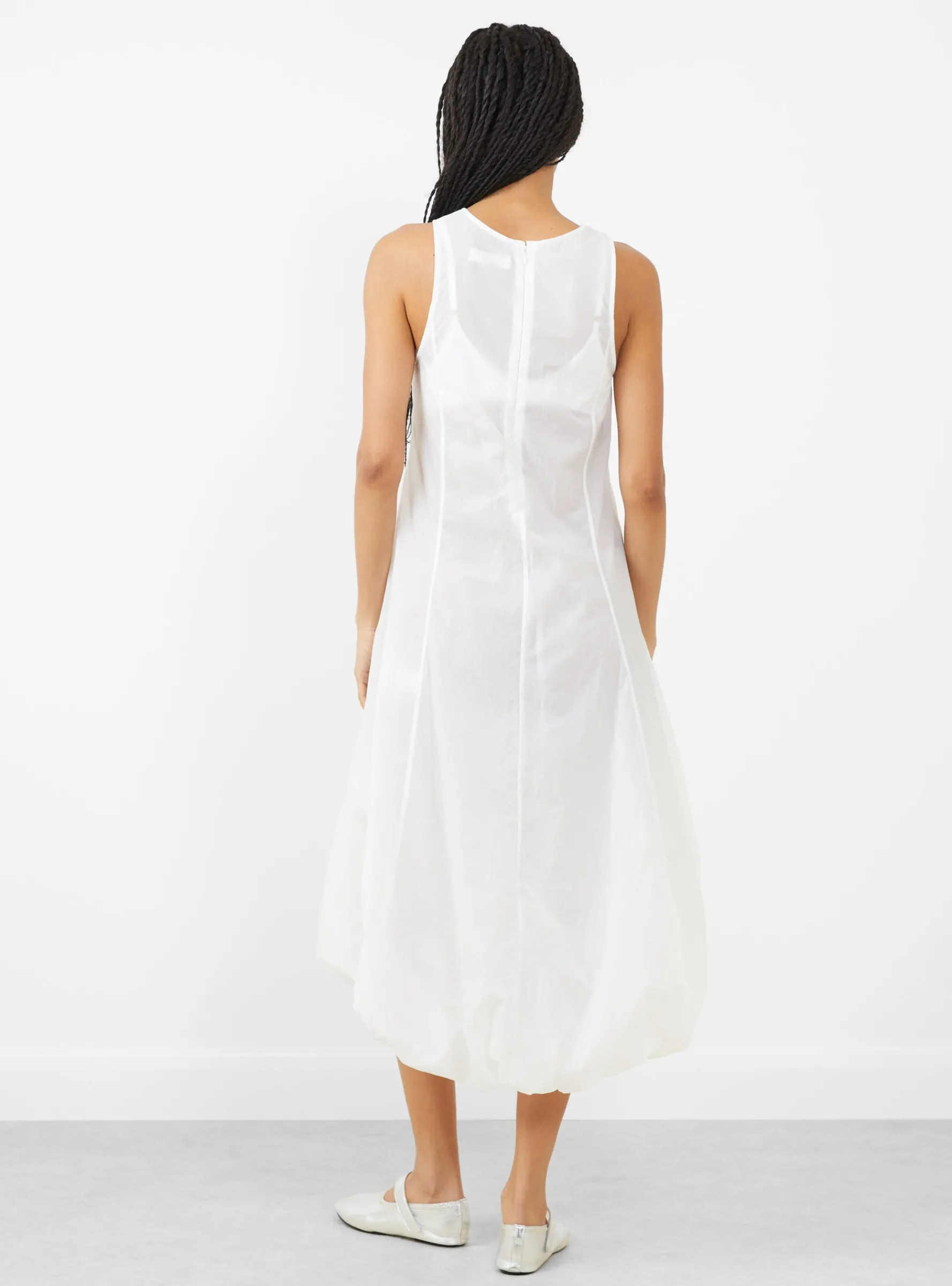 Sheer Volume Dress, White<AMOMENTO Discount