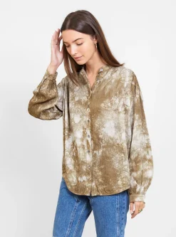 Shirred Blouse Army Green<Raquel Allegra Outlet