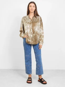 Shirred Blouse Army Green<Raquel Allegra Outlet