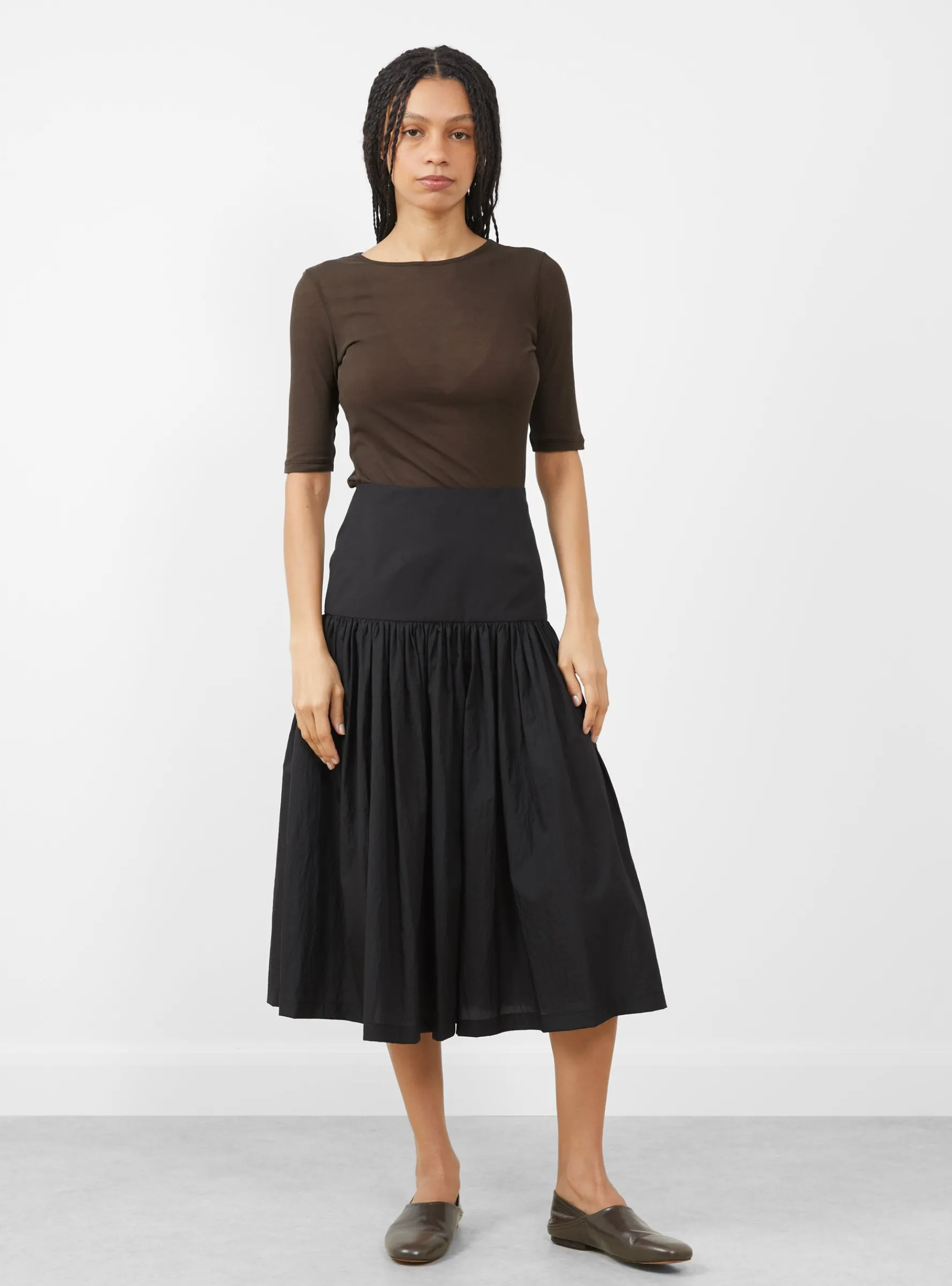 Shirring Culotte Pants Black<AMOMENTO Fashion