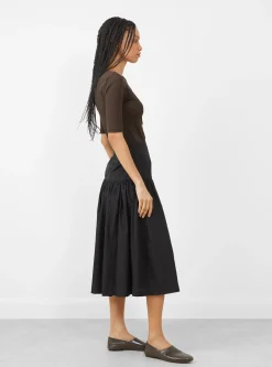 Shirring Culotte Pants Black<AMOMENTO Fashion