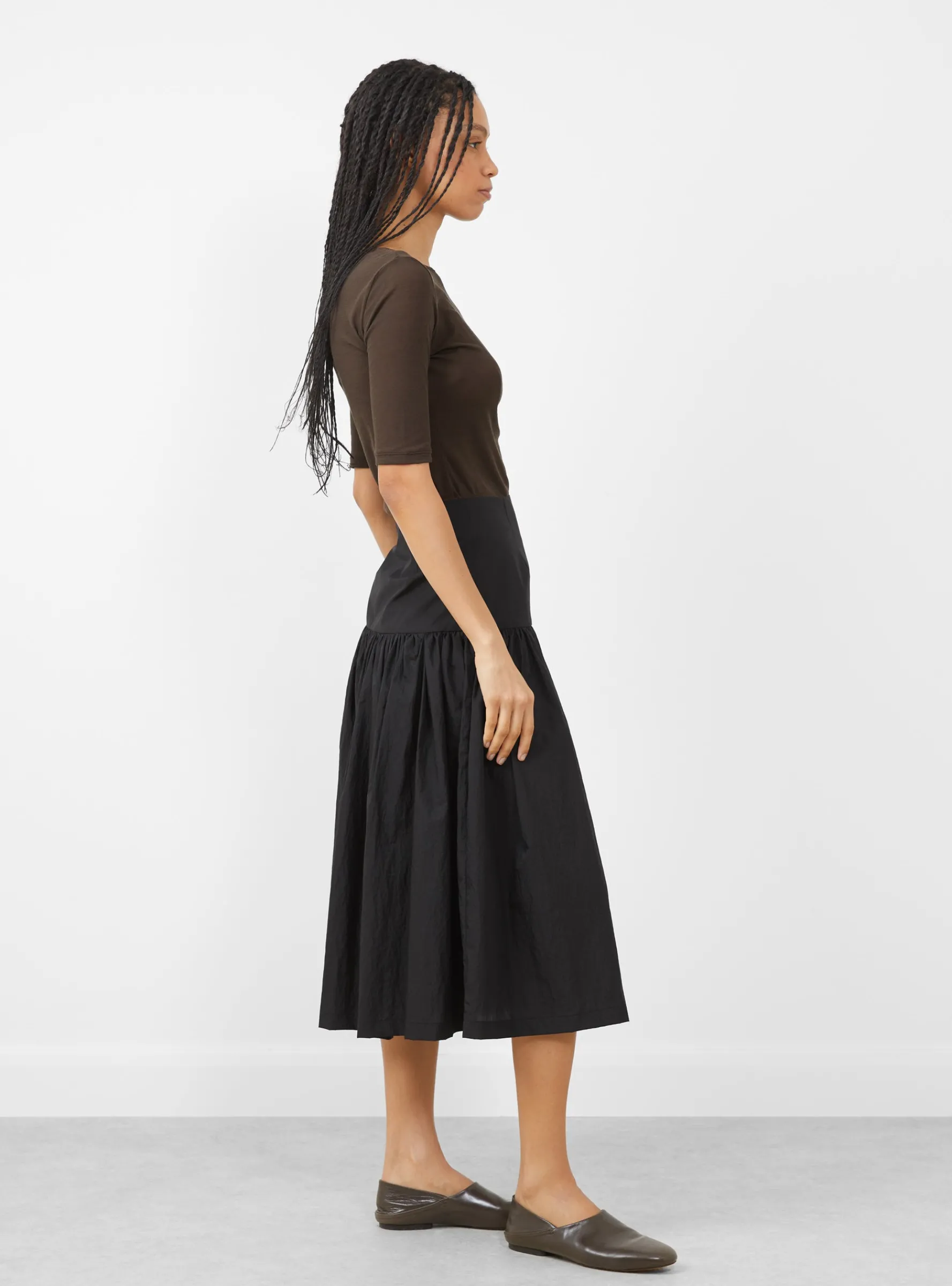 Shirring Culotte Pants Black<AMOMENTO Fashion