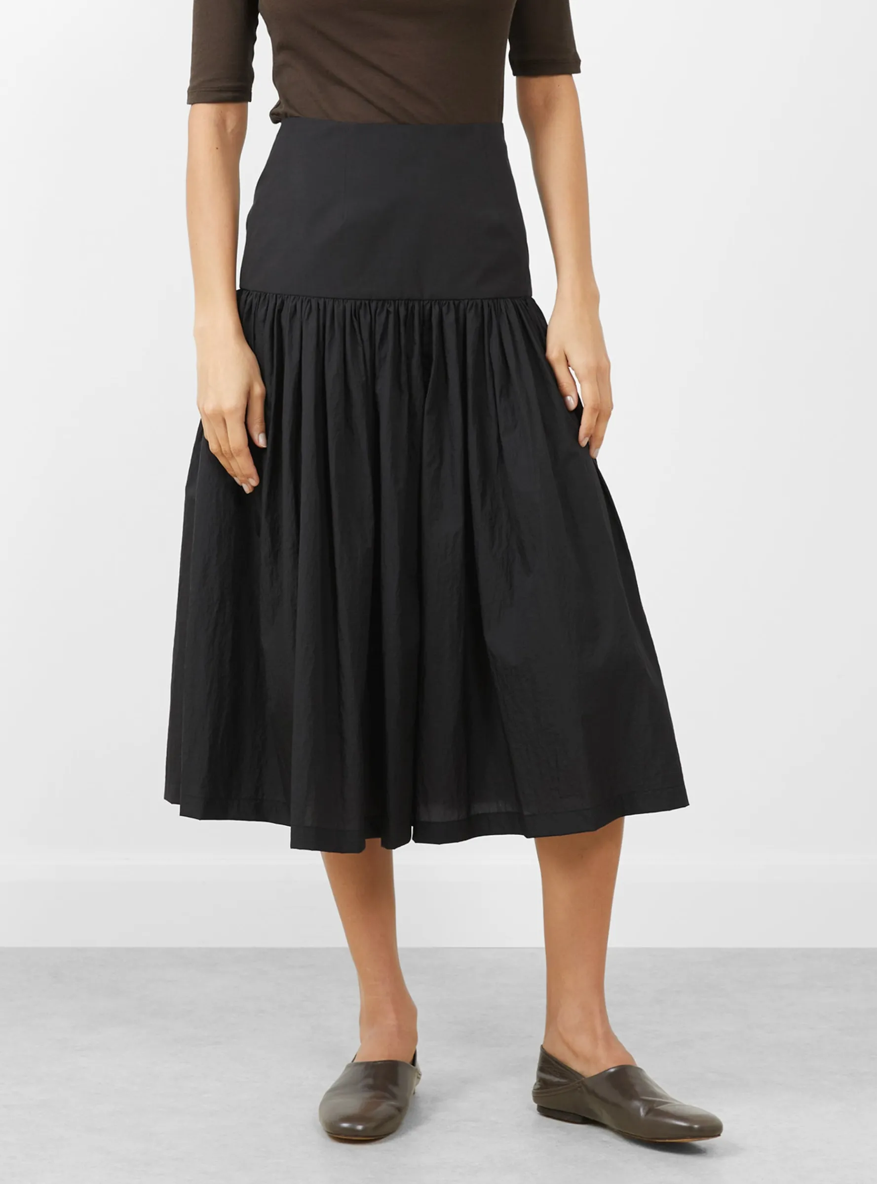 Shirring Culotte Pants Black<AMOMENTO Fashion