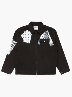 Sign Print Work Jacket Black<NOMARHYTHM TEXTILE Clearance