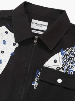 Sign Print Work Jacket Black<NOMARHYTHM TEXTILE Clearance