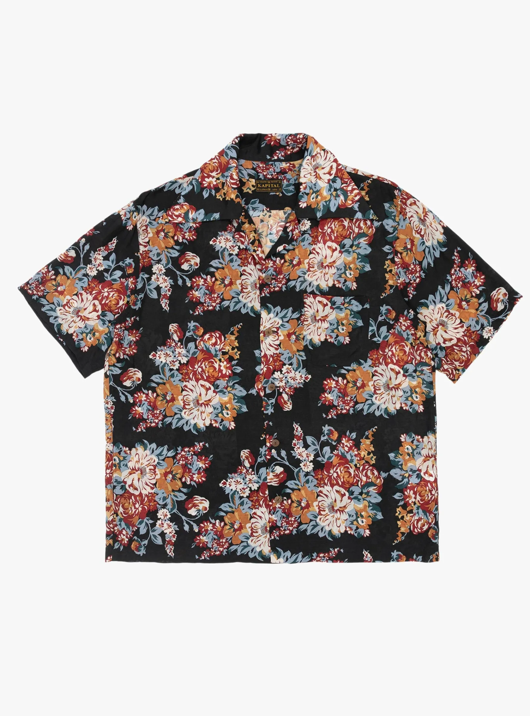 Silk Rayon Champetre Maria Wrangle Aloha Collar Black<Kapital Sale