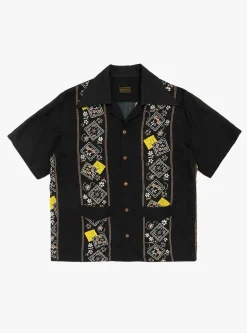 Silk Rayon Peckish Rainbowy Wrangle Cuban Collar Shirt Black<Kapital Online