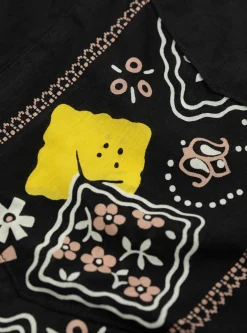 Silk Rayon Peckish Rainbowy Wrangle Cuban Collar Shirt Black<Kapital Online