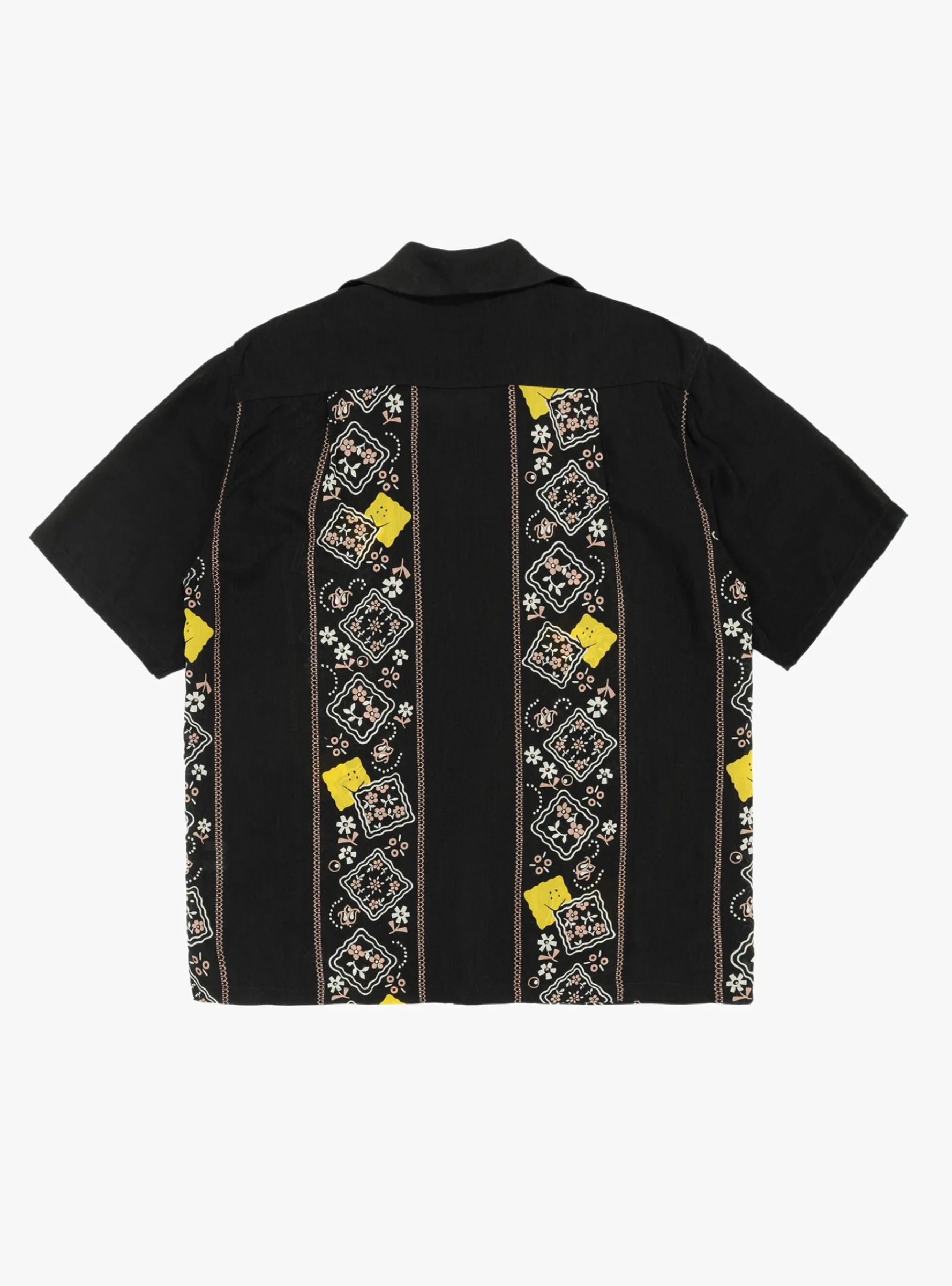 Silk Rayon Peckish Rainbowy Wrangle Cuban Collar Shirt Black<Kapital Online