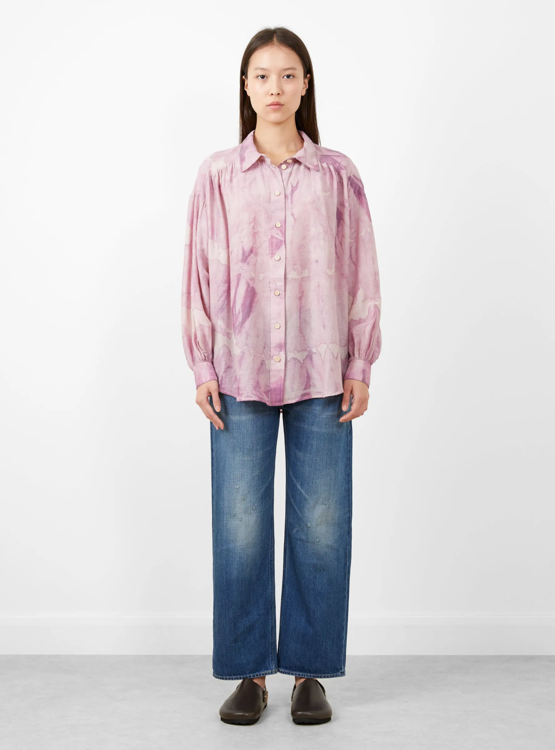 Silk Shirt Mineral Batik Dyed Pink<Anntian Online