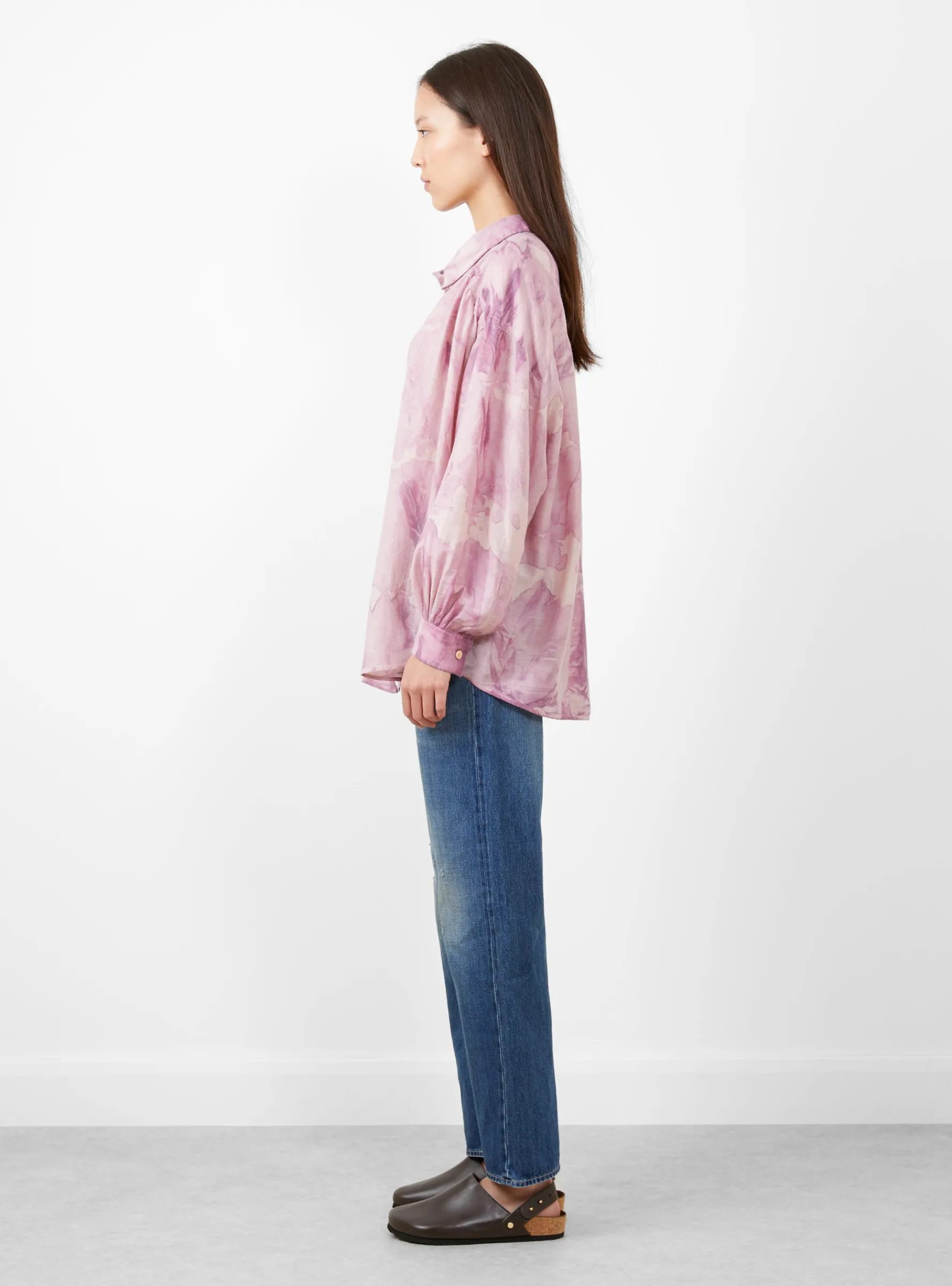 Silk Shirt Mineral Batik Dyed Pink<Anntian Online