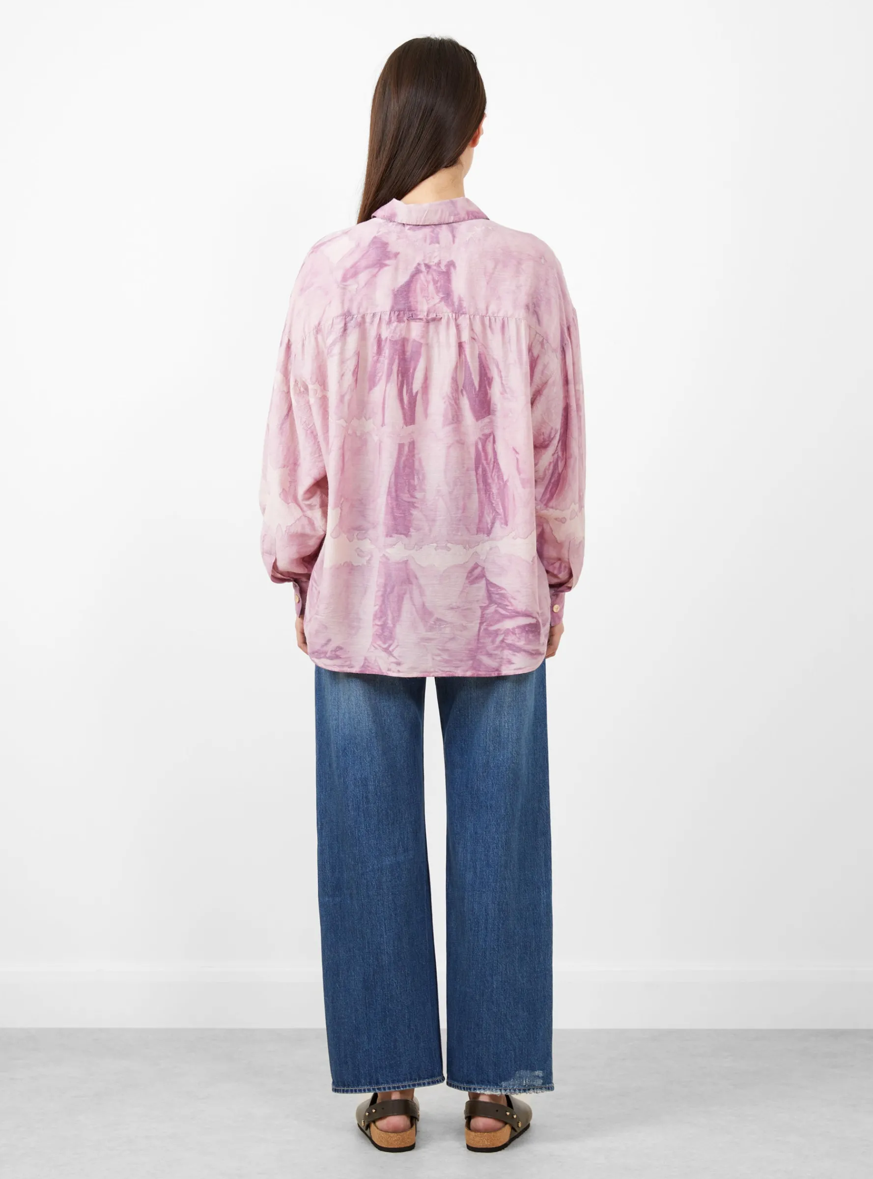Silk Shirt Mineral Batik Dyed Pink<Anntian Online