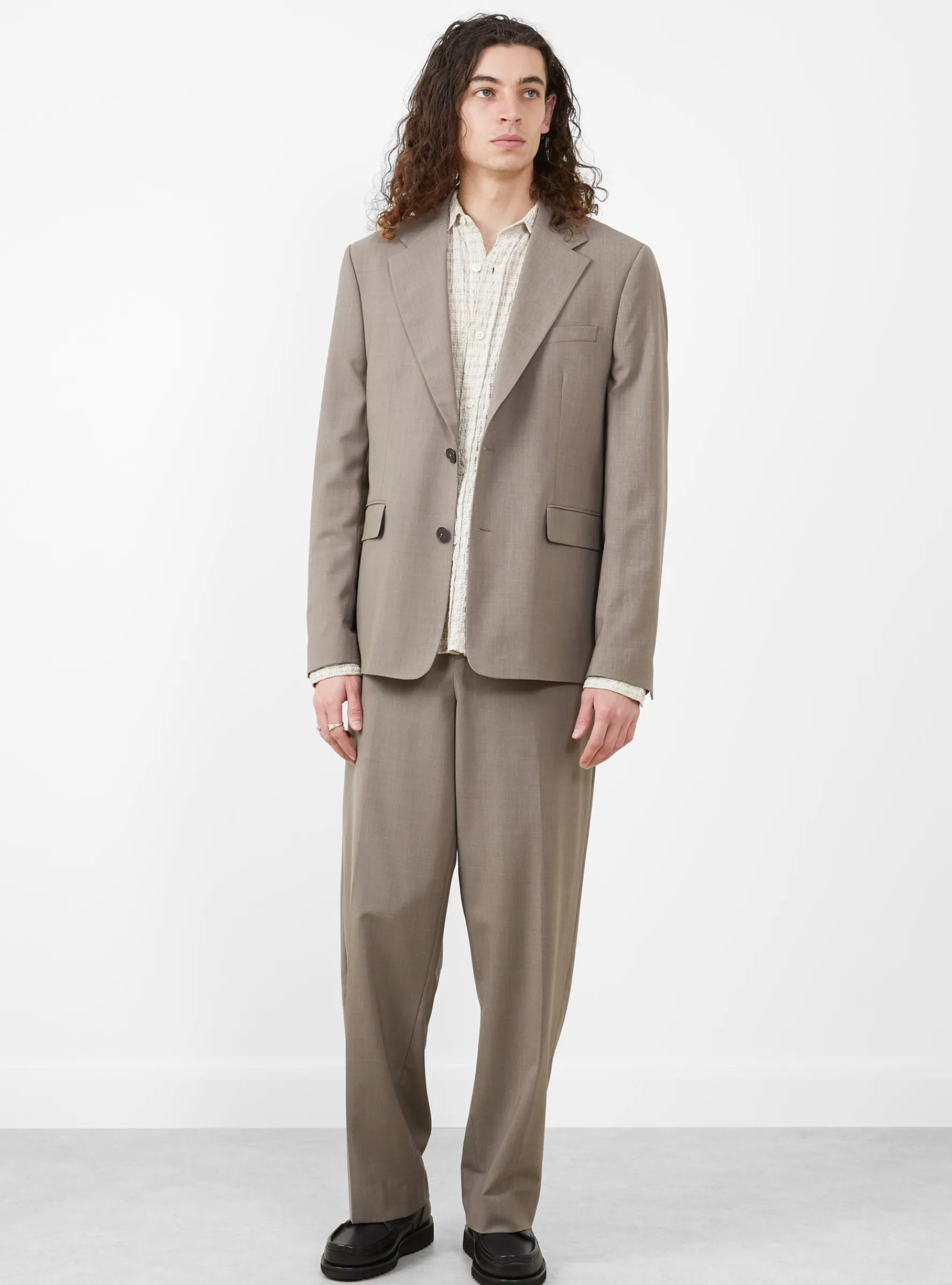 Single Breasted Blazer Taupe Wool<mfpen Outlet