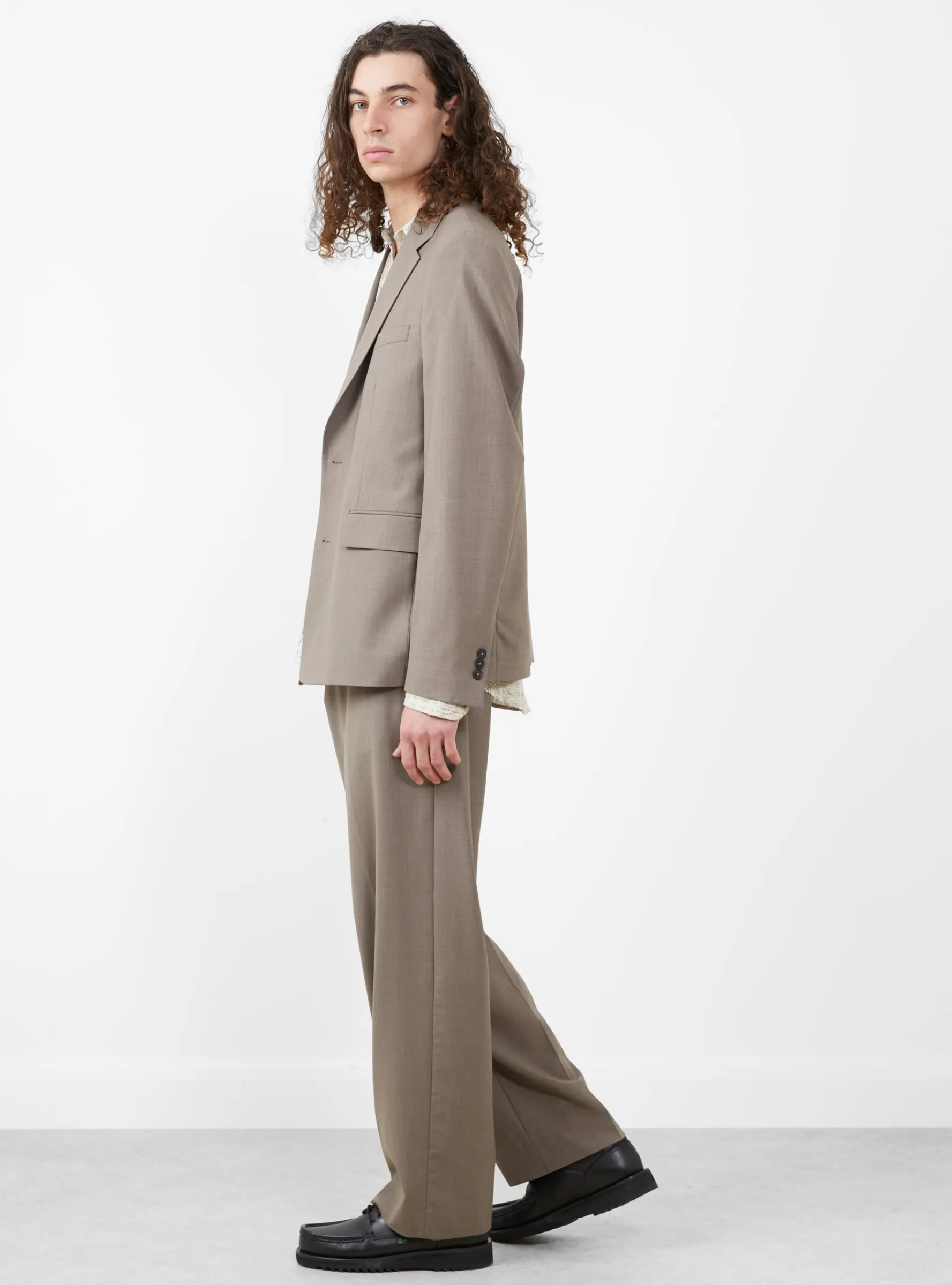 Single Breasted Blazer Taupe Wool<mfpen Outlet