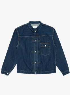 Single Pocket Denim Jacket Dark Blue Damage<CIOTA Online