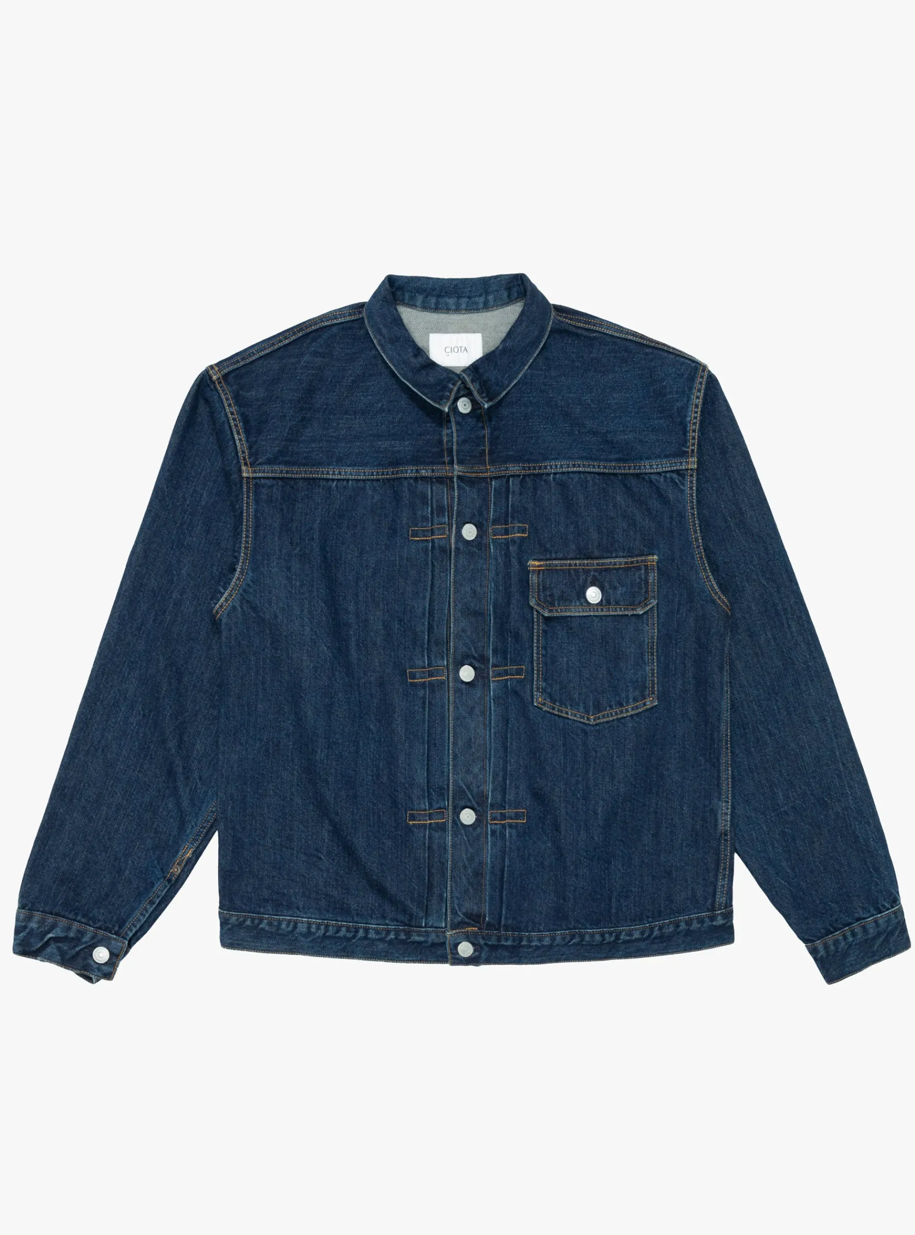Single Pocket Denim Jacket Dark Blue Damage<CIOTA Online