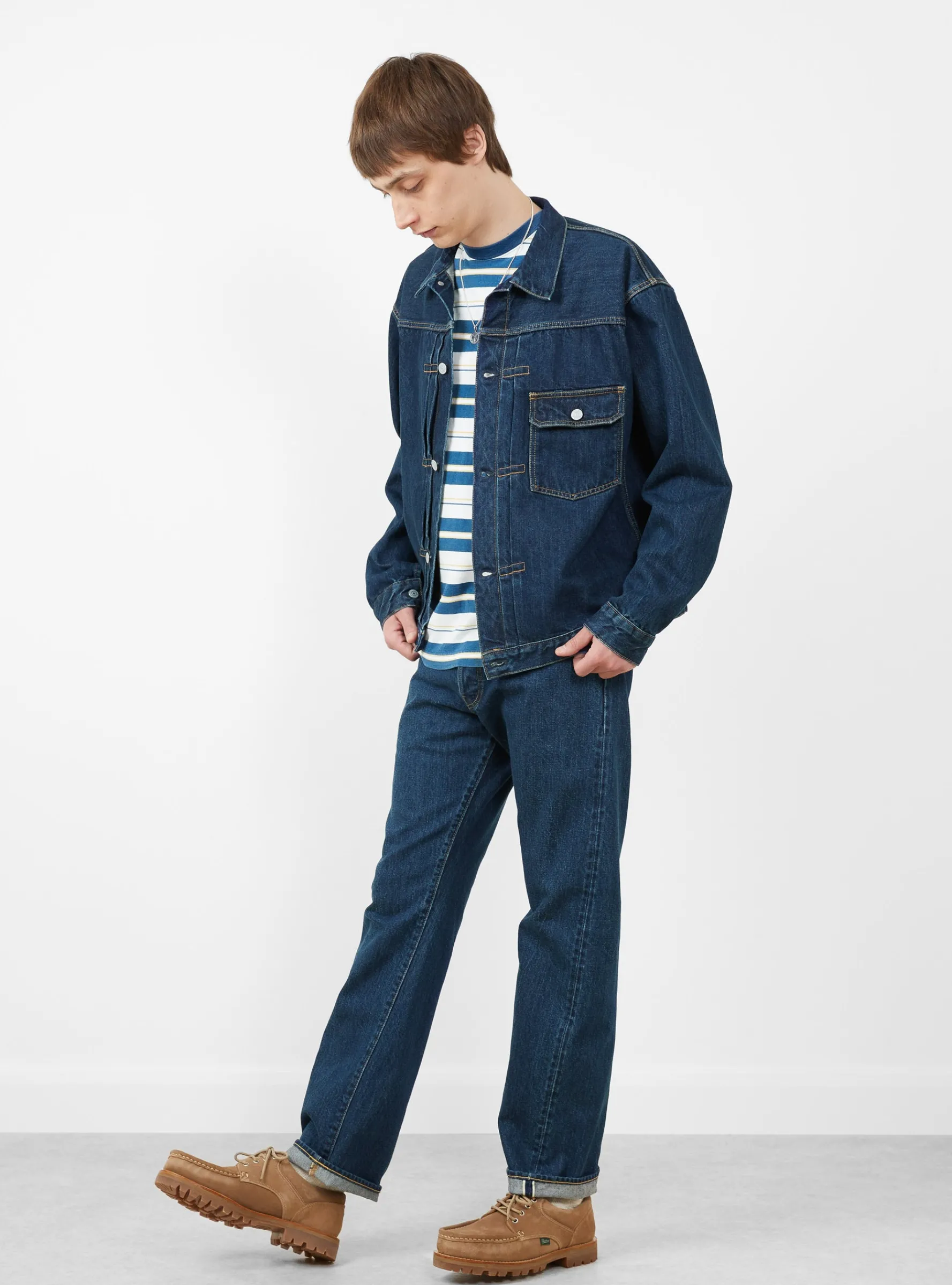 Single Pocket Denim Jacket Dark Blue Damage<CIOTA Online