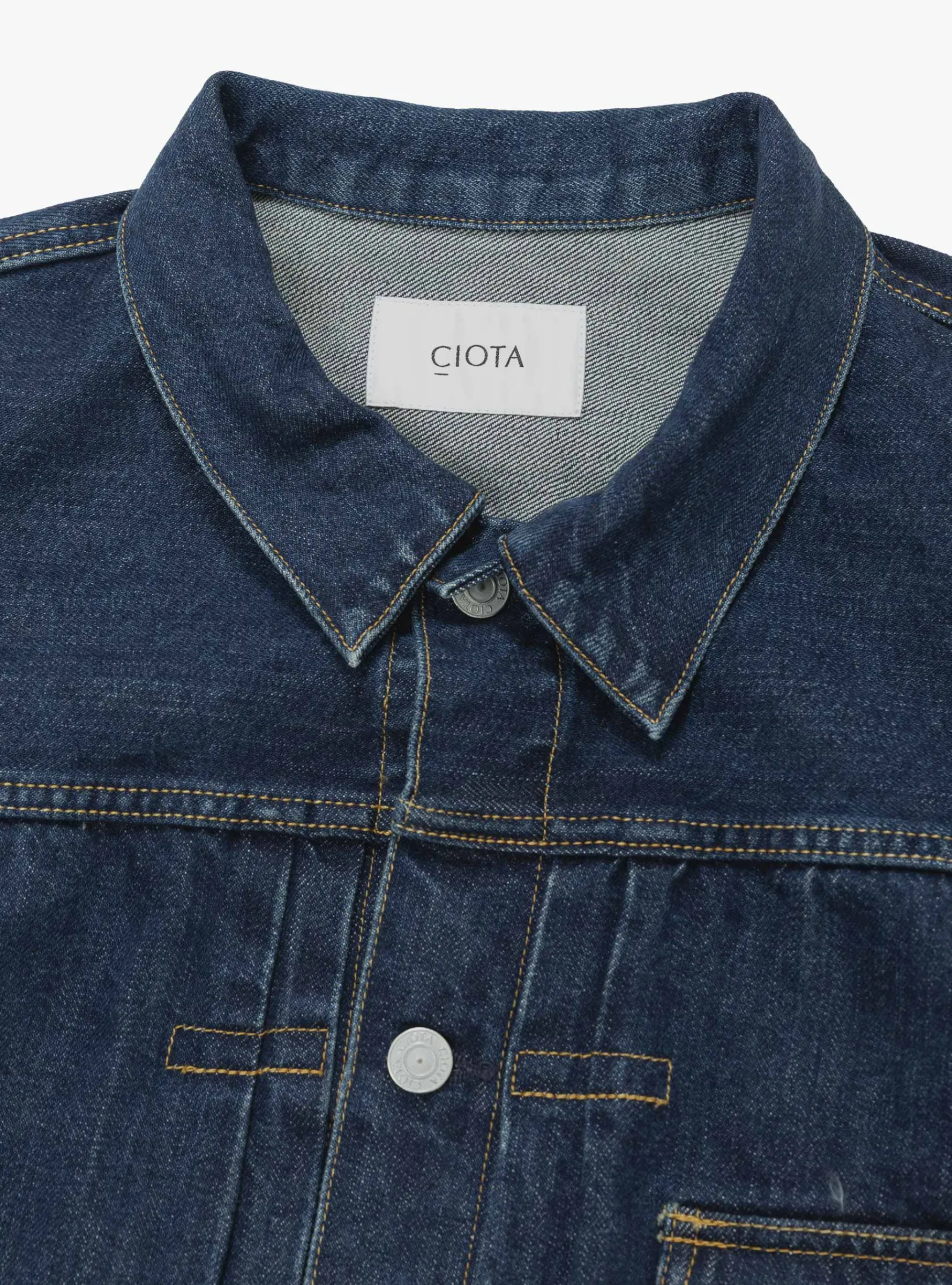 Single Pocket Denim Jacket Dark Blue Damage<CIOTA Online