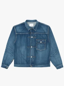 Single Pocket Denim Jacket Medium Dark Blue Damage<CIOTA Discount