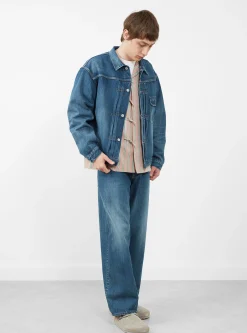 Single Pocket Denim Jacket Medium Dark Blue Damage<CIOTA Discount