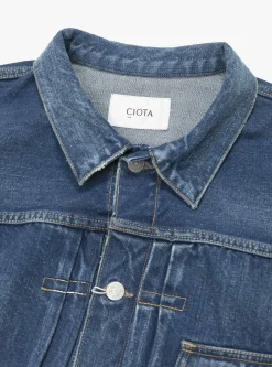 Single Pocket Denim Jacket Medium Dark Blue Damage<CIOTA Discount