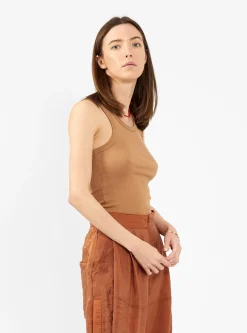 Slim Superfine Rib Tank Top Cedarwood Beige<Bassike Clearance