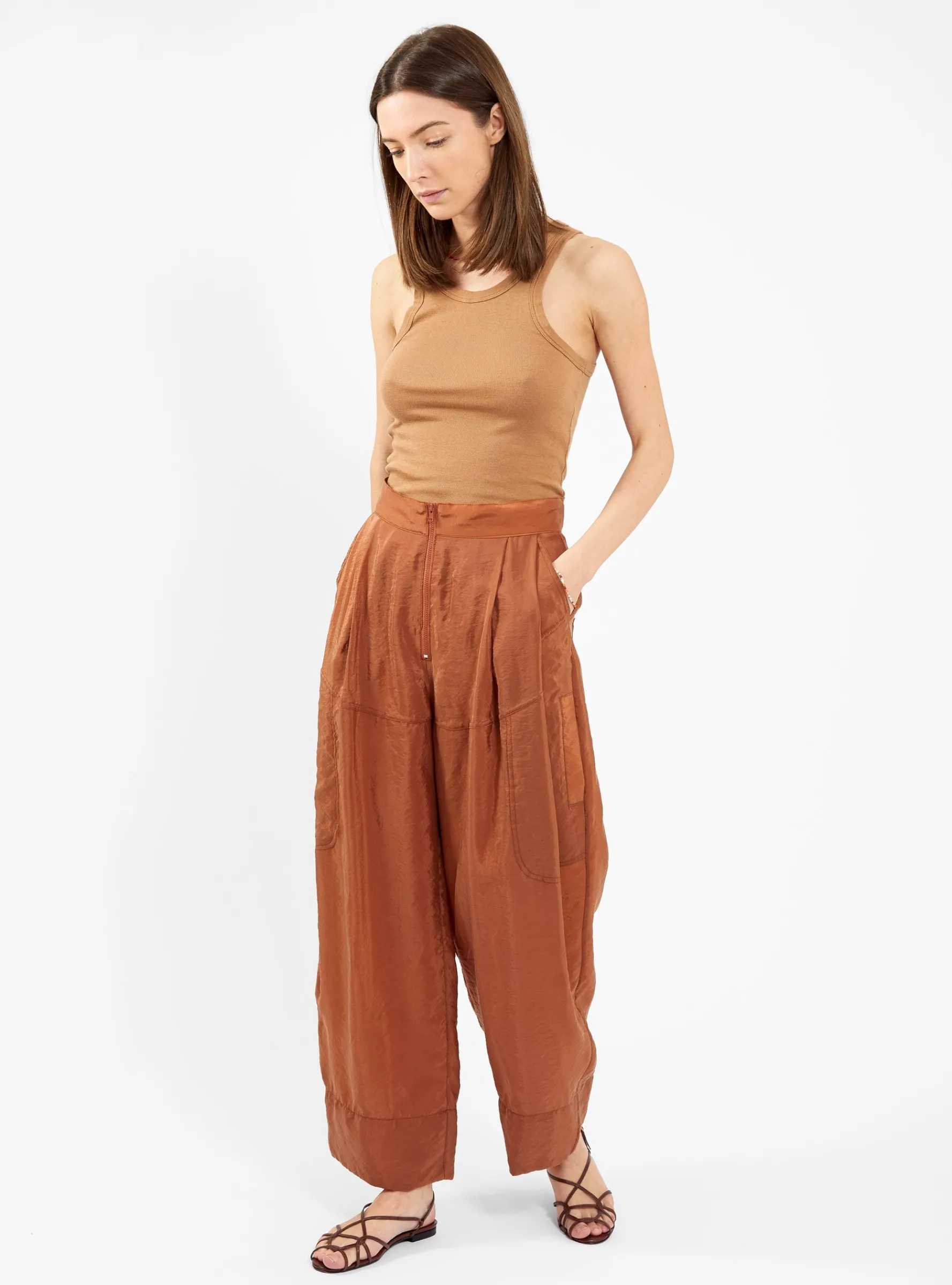 Slim Superfine Rib Tank Top Cedarwood Beige<Bassike Clearance