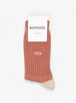 90s Logo Crew Socks Dark Coral<ROTOTO New