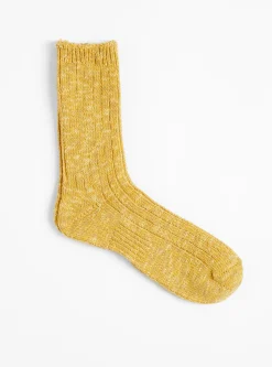 Slub Low Guage Rib Socks Mustard<Mauna Kea New
