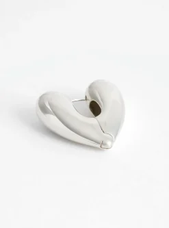Small Heart Silver Hoop Earrings<Annika Inez New