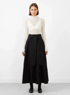 Smocked Tie Front Skirt Black<Modern Weaving Outlet